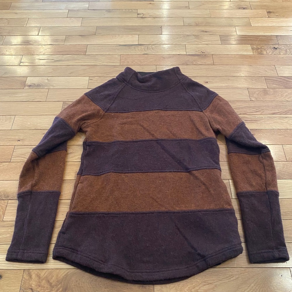 Prana Womens Pullover Size Small Striped Mock Neck Recycled